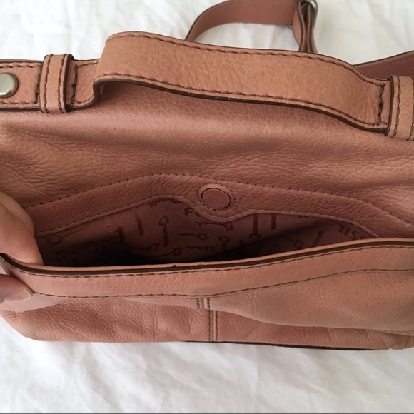 Fossil Messenger Bag Pink Satchel Crossbody - Picture 6 of 8